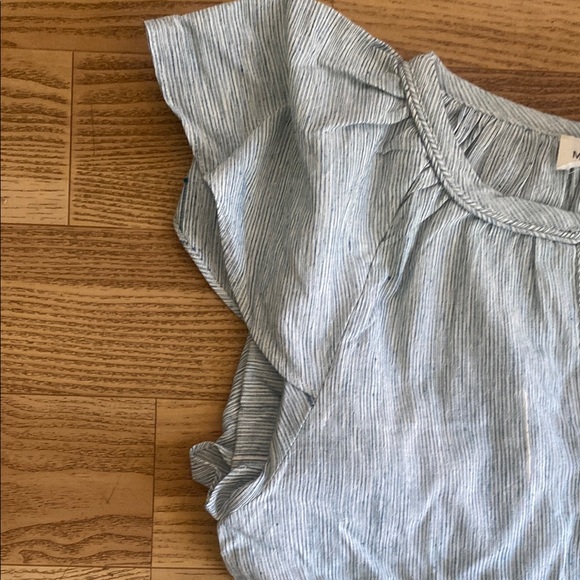 NWT Mirth Blouse.Blue Fitted Flutter Sleeve Blouse with Ruffles. Size Small - Picture 4 of 10